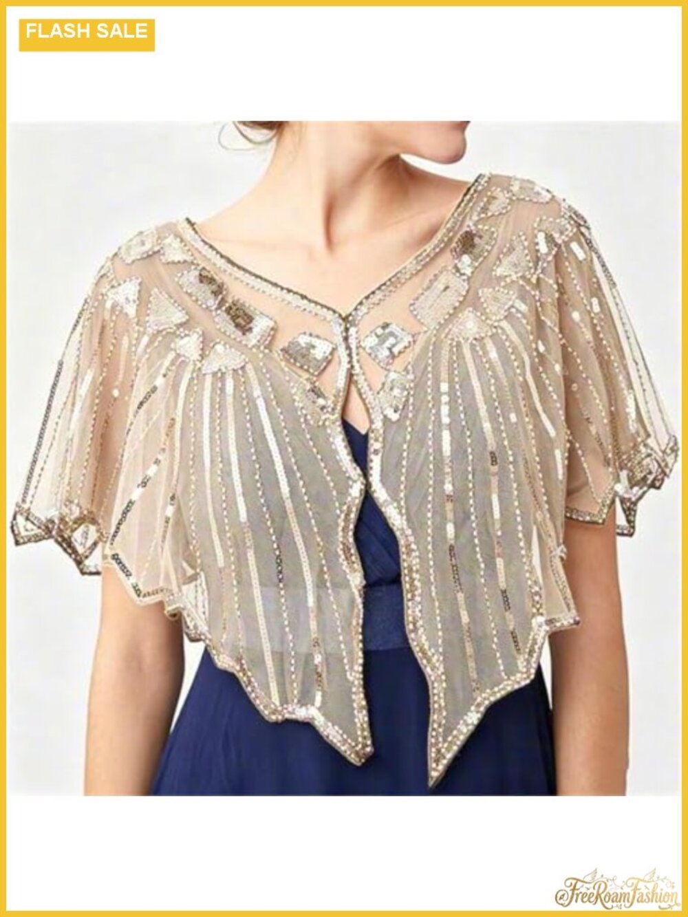 Sequin Beaded Flapper Evening Shawl Party Wedding Harlem Night